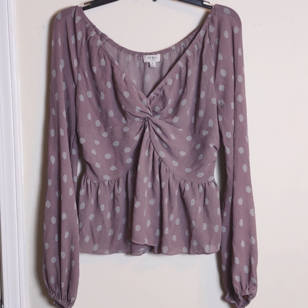 Umgee Gauze V Neck Long Sleeve Blouse